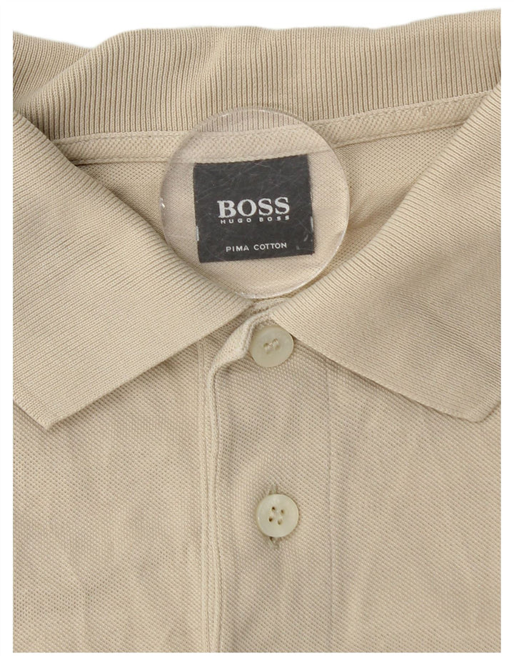 Tricou polo pentru bărbați Hugo Boss, bumbac, bej mediu, clasic