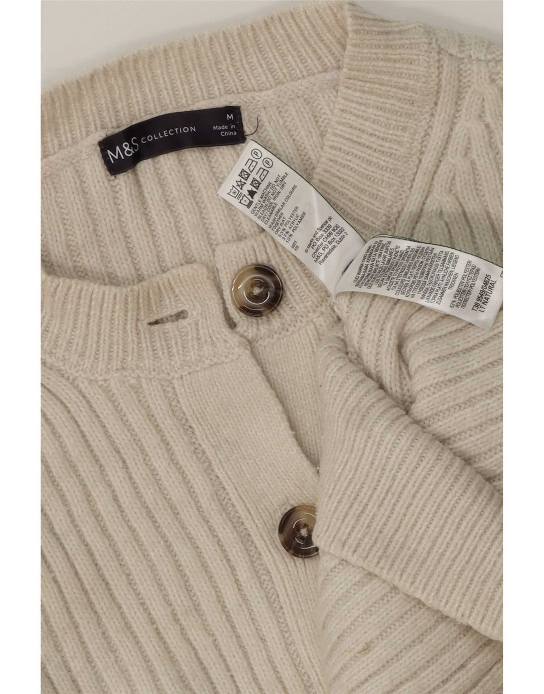 Pulover cardigan pentru femei Marks & Spencer UK 12 Poliester alb mediu mediu