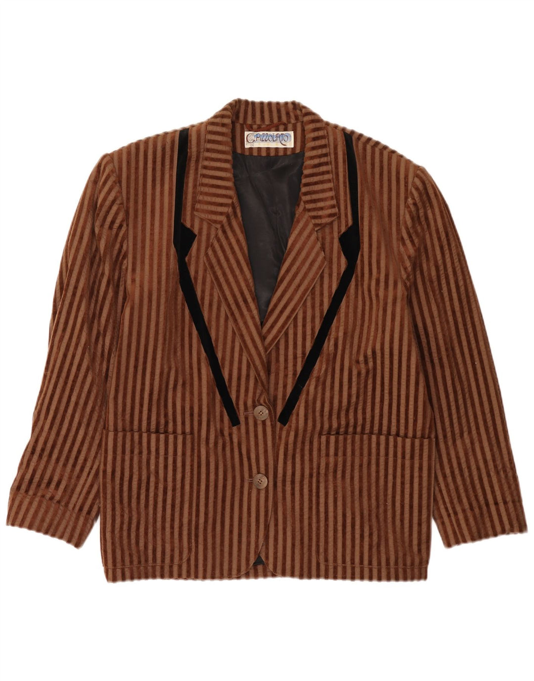 Blazer Vintage pentru femei cu 2 nasturi supradimensionat, EU 40, maro mediu, cu dungi