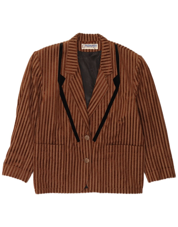 Blazer Vintage pentru femei cu 2 nasturi supradimensionat, EU 40, maro mediu, cu dungi