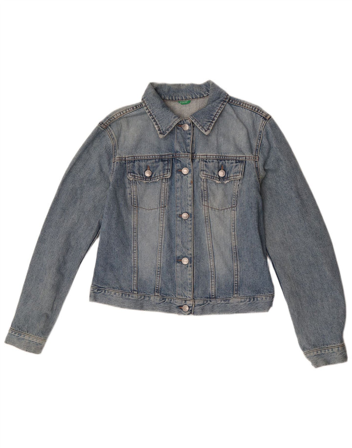 Jachetă de blugi pentru femei Benetton UK 14, mare, albastru, bumbac