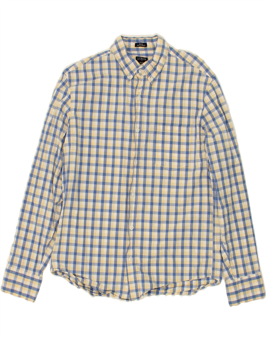 J. CREW Mens Flex Washed Slim Shirt Medium Blue Check Cotton Vintage J. Crew and Second-Hand J. Crew from Messina Hembry 