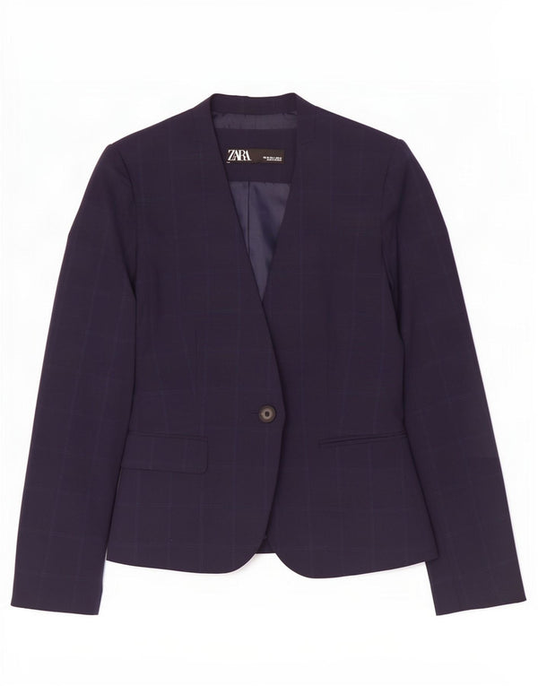 Jachetă Blazer Femei Zara 1 Buton EU 38 Mic Bleumarin Check