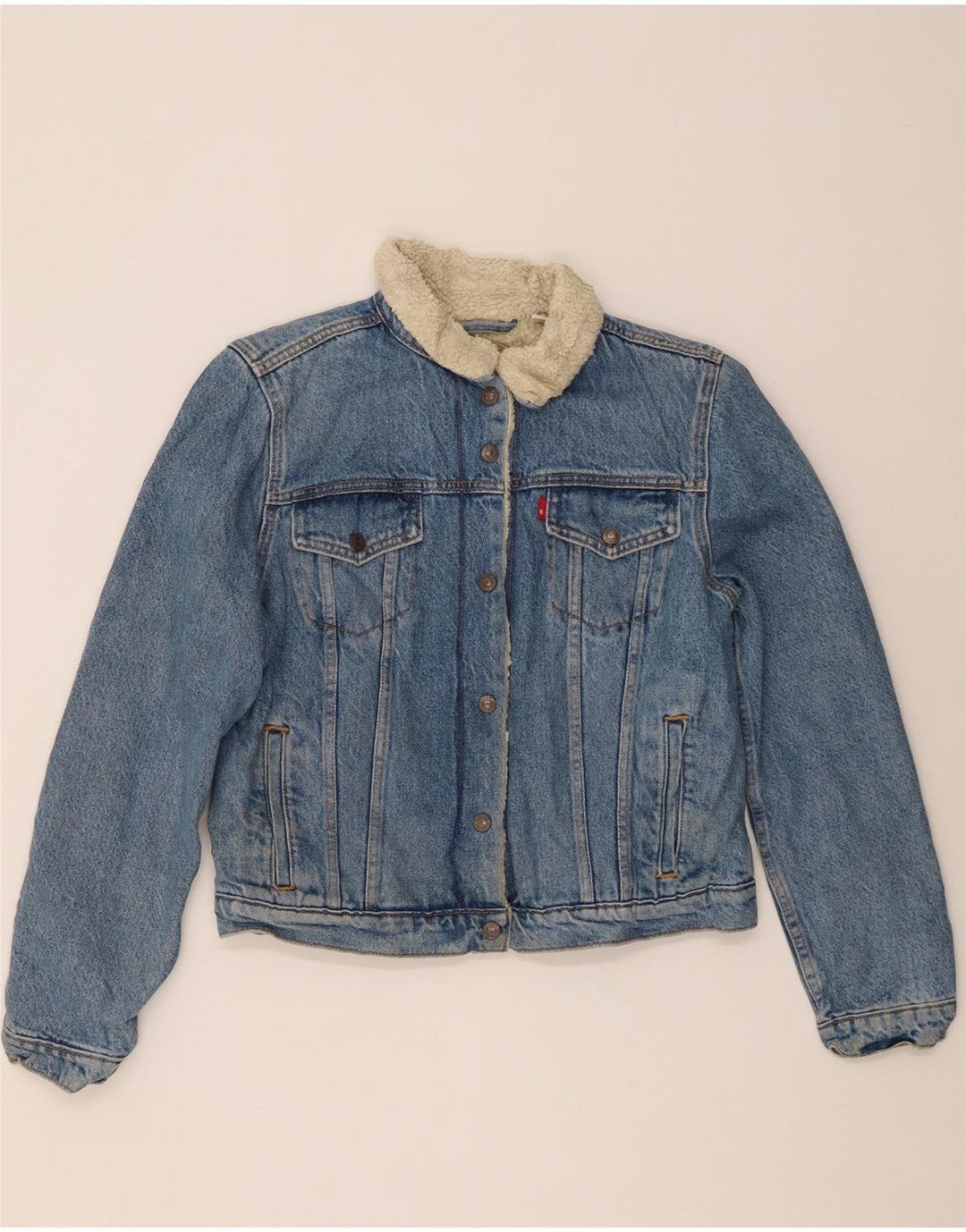 Jachetă de blugi Sherpa pentru femei Levi's UK 14, mare, albastru, bumbac
