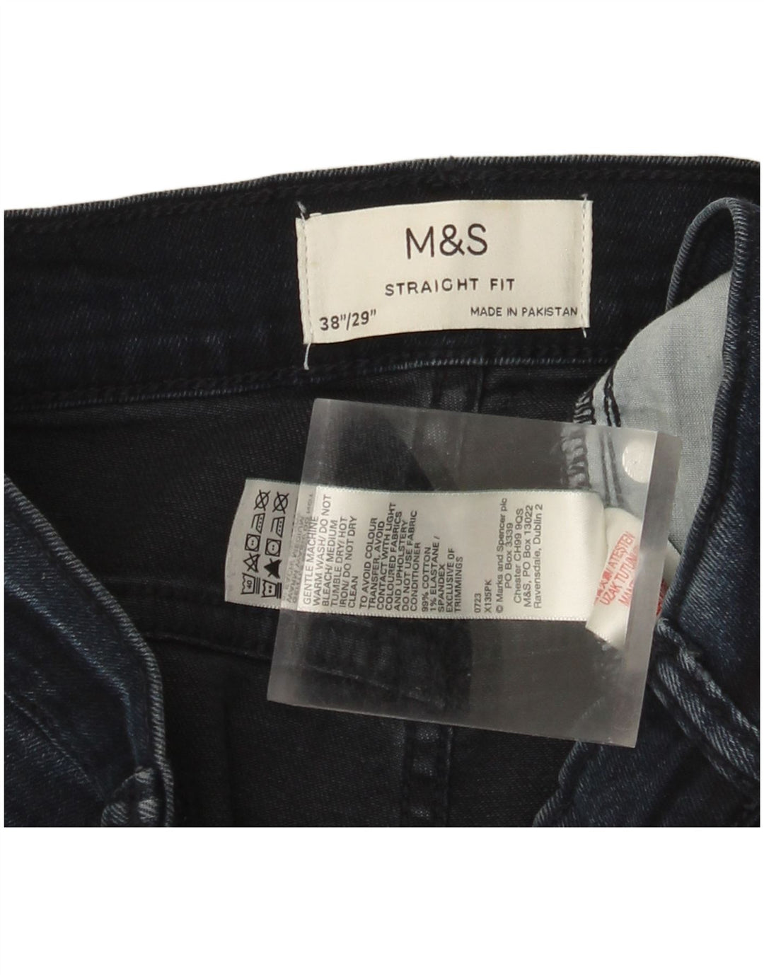 Blugi drepti pentru bărbați Marks & Spencer W38 L29 Bumbac bleumarin