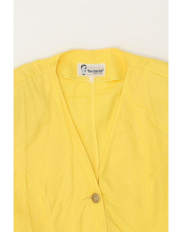 VINTAGE Womens Short Sleeve 3 Button Blazer Jacket UK 14 Medium Yellow Vintage Vintage and Second-Hand Vintage from Messina Hembry 