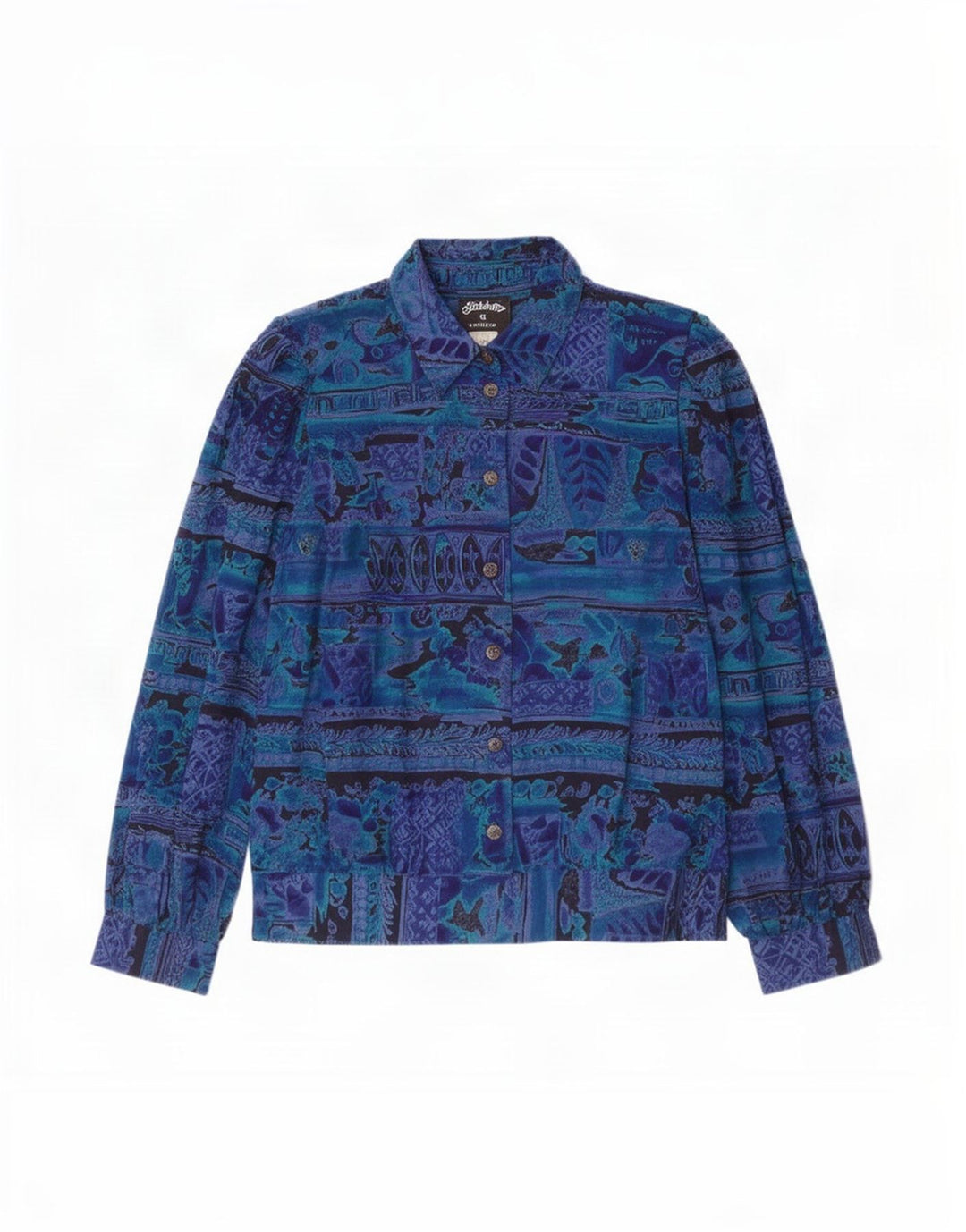 Bluză cu mâneci lungi cu model abstract pentru femei Stitches Top US 12 Large Blue