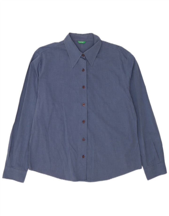 Cămașă Benetton pentru femei UK 16 mare din bumbac bleumarin