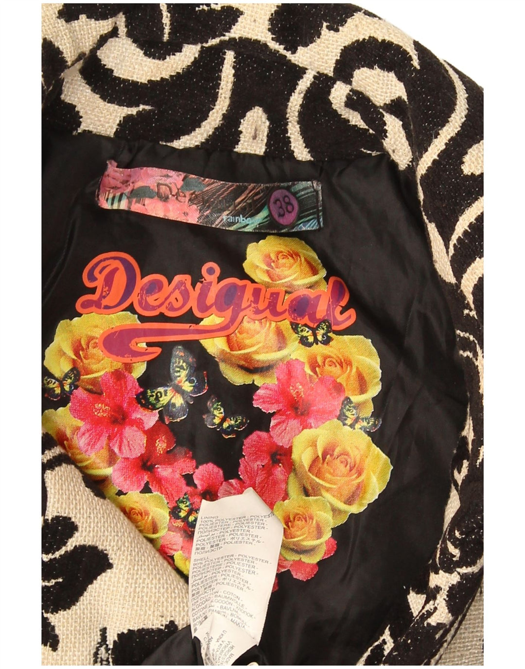 Pardesiu Desigual pentru femei Rainbow Graphic EU 38 Medium Bej Floral