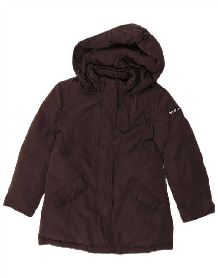 Jachetă căptușită cu glugă Woolrich pentru fete 5-6 ani, neagră