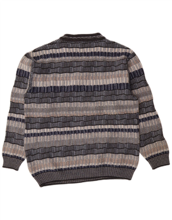 NARAMAGLIE Pulover cu decolteu în V pentru bărbați, mare, cu dungi acrilice albastre