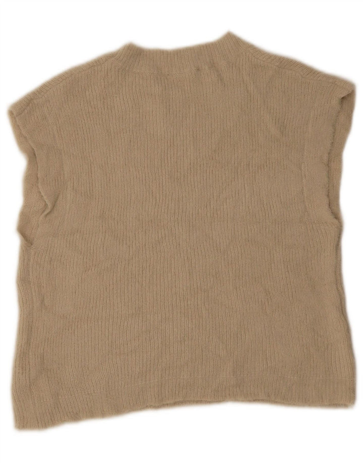 Zara Womens Vest Tank Top UK 12 Medium Bej Acrilic