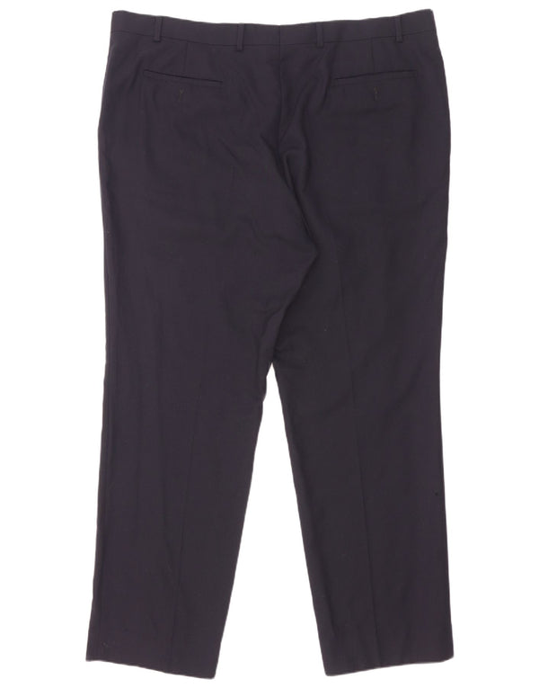 Pantaloni de costum pentru bărbați Marks & Spencer, cu ajustare normală, L42 L31 Lână bleumarin