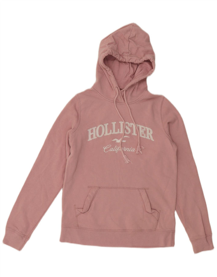 Pulover pentru damă HOLLISTER cu hanoră grafică UK 6 XS bumbac roz