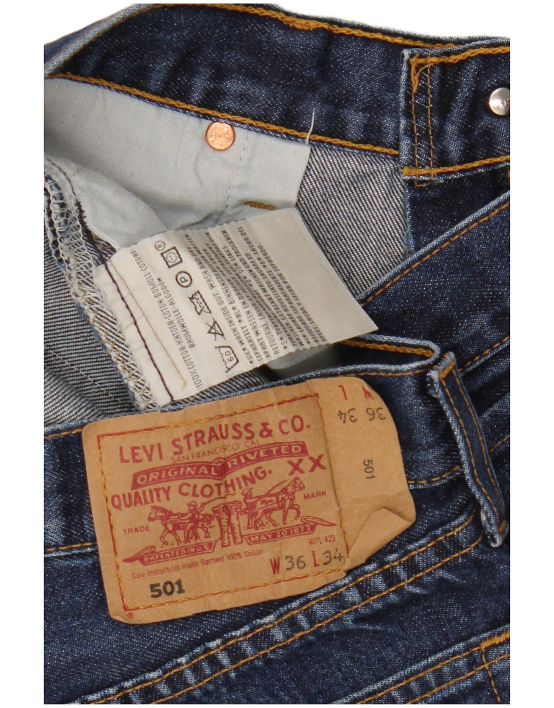 Blugi pentru bărbați Levi's 501 Capri W36 L22 Bumbac albastru