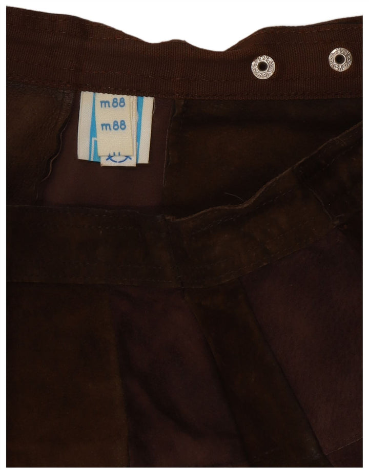 Mini-fustă pentru femei VINTAGE din piele intoarsa W26 mic maro piele