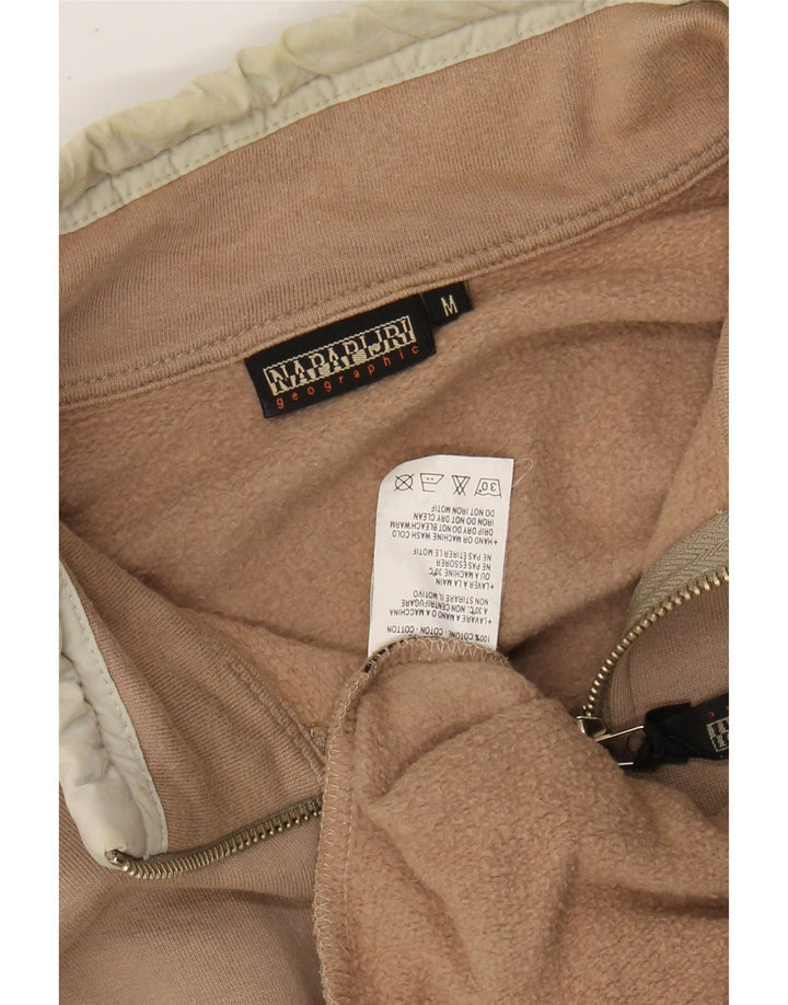 Hanorac pentru bărbați NAPAPIJRI, cu grafic, cu fermoar, cu gât, din bumbac mediu, bej