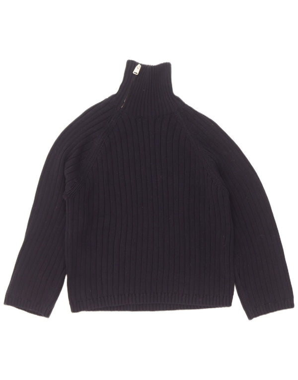 Pulover pentru femei Zara, supradimensionat, cu fermoar, cu gât, UK 10, bumbac, bleumarin, mic