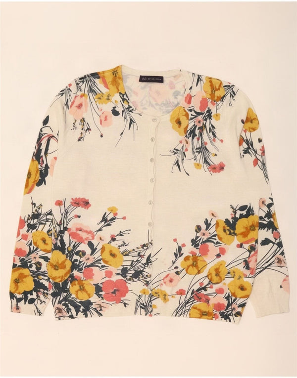 Pulover cardigan pentru femei Marks & Spencer UK 16 mare, bej, viscoză florală