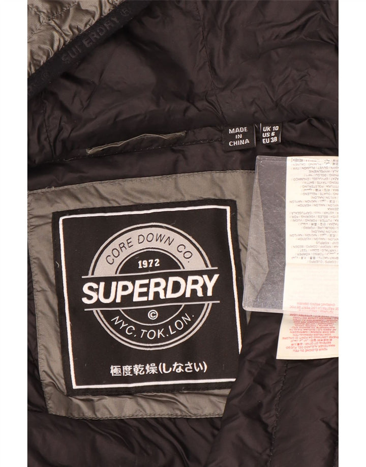 SUPERDRY Jachetă căptușită cu glugă pentru femei UK 10 Small Gri Nylon