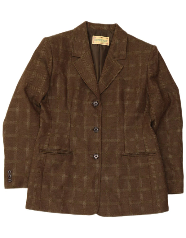 Jachetă pentru femei Elizabeth Ascot, cu 3 nasturi, SUA 18 2XL, lână carouri kaki