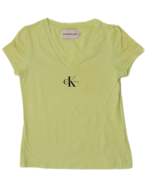 Calvin Klein Jeans Womens Graphic T-Shirt Top UK 12 Medium Green