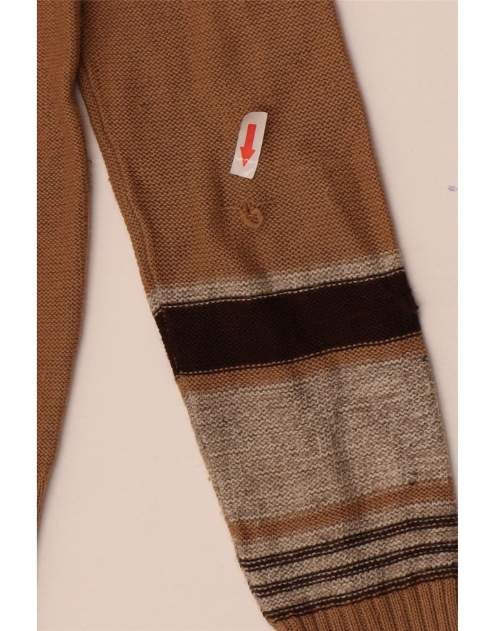 Pulover vintage cu decolteu în V pentru femei IT 44 maro mediu cu dungi