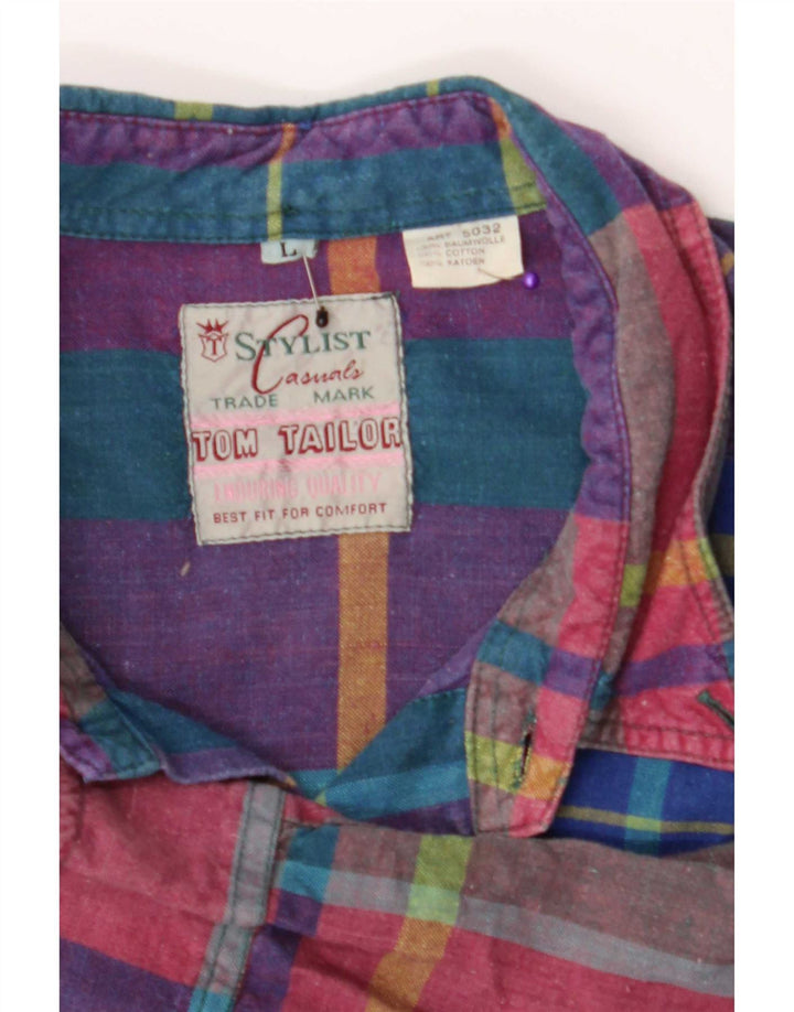 Tom Tailor Cămașă pentru bărbați, mare, bumbac cu carouri multicolore
