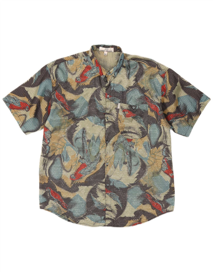 Cămașă cu mânecă scurtă pentru bărbați, cu model abstract, 2XL, gri