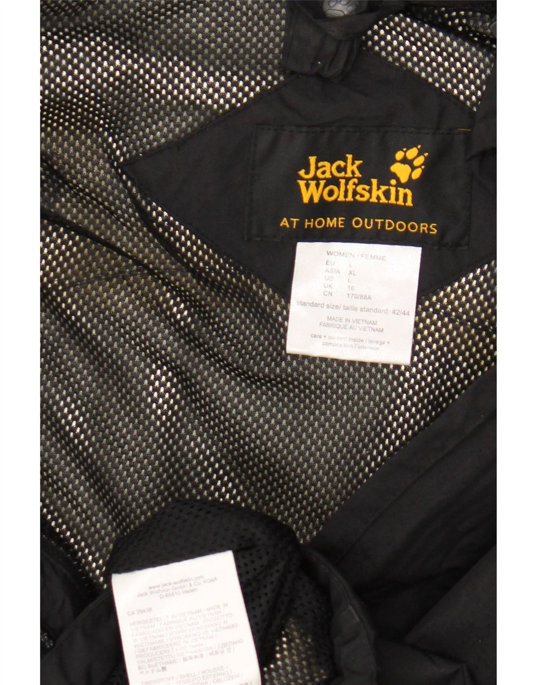 Jack Wolfskin Jachetă de ploaie cu glugă pentru femei UK 16 Poliamidă neagră mare