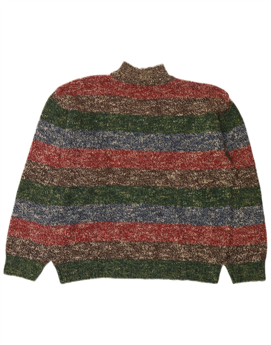 Pulover vintage pentru bărbați, cu fermoar, cu gât, IT 52, cu dungi mari, multicolore