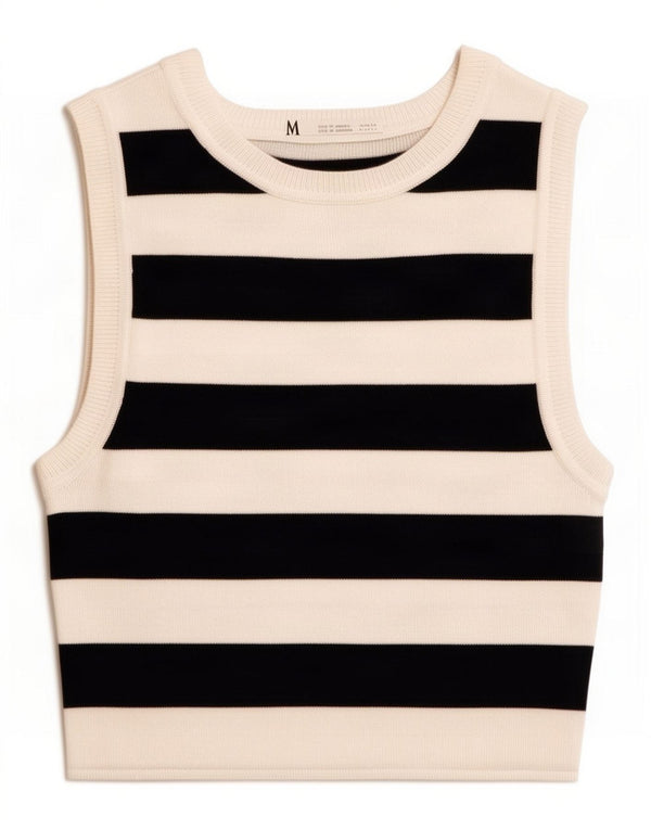 Top cu vestă pentru femei Zara UK 8, mic, alb, în dungi, viscoză
