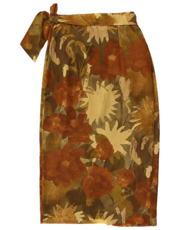 Fusta Wrap Vintage pentru femei IT 44 Medium W28 Maro Poliester Floral
