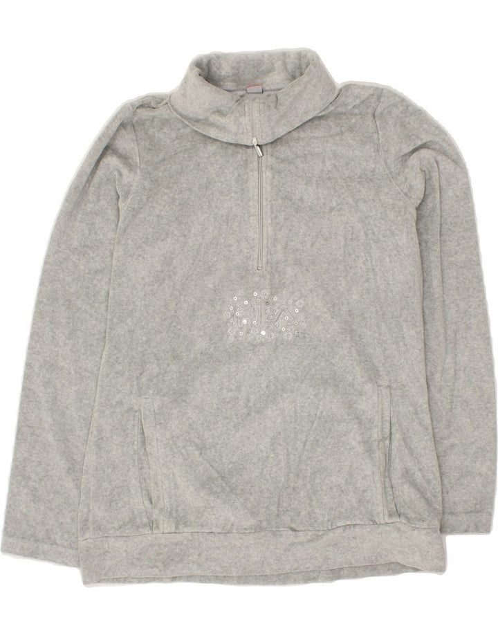 FILA Womens Zip Neck Sweatshirt Jumper UK 10 Small Grey Cotton Vintage Fila and Second-Hand Fila from Messina Hembry 