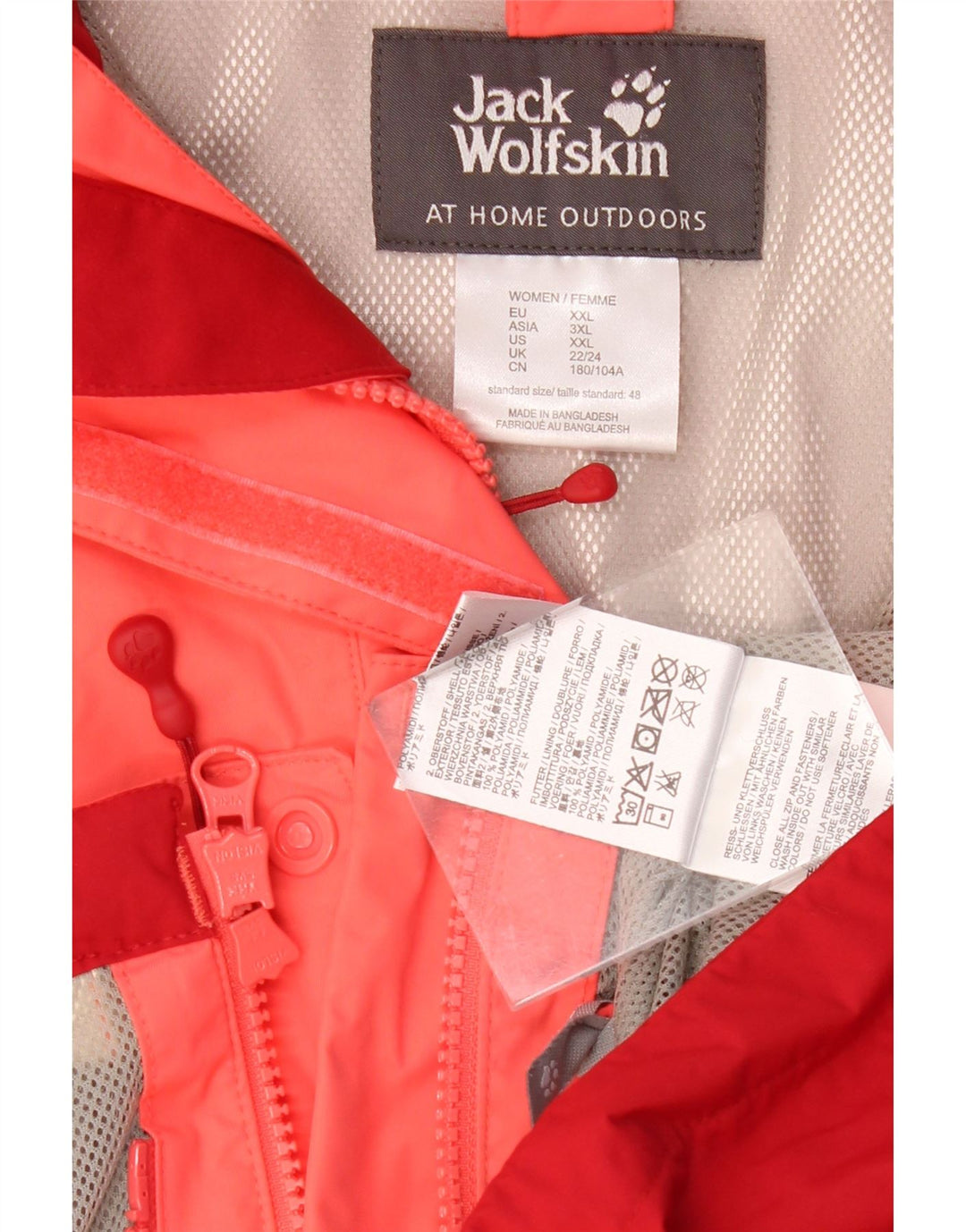 JACK WOLFSKIN Jachetă de ploaie cu glugă pentru femei Marea Britanie 22/24 2XL Roz Colorblock