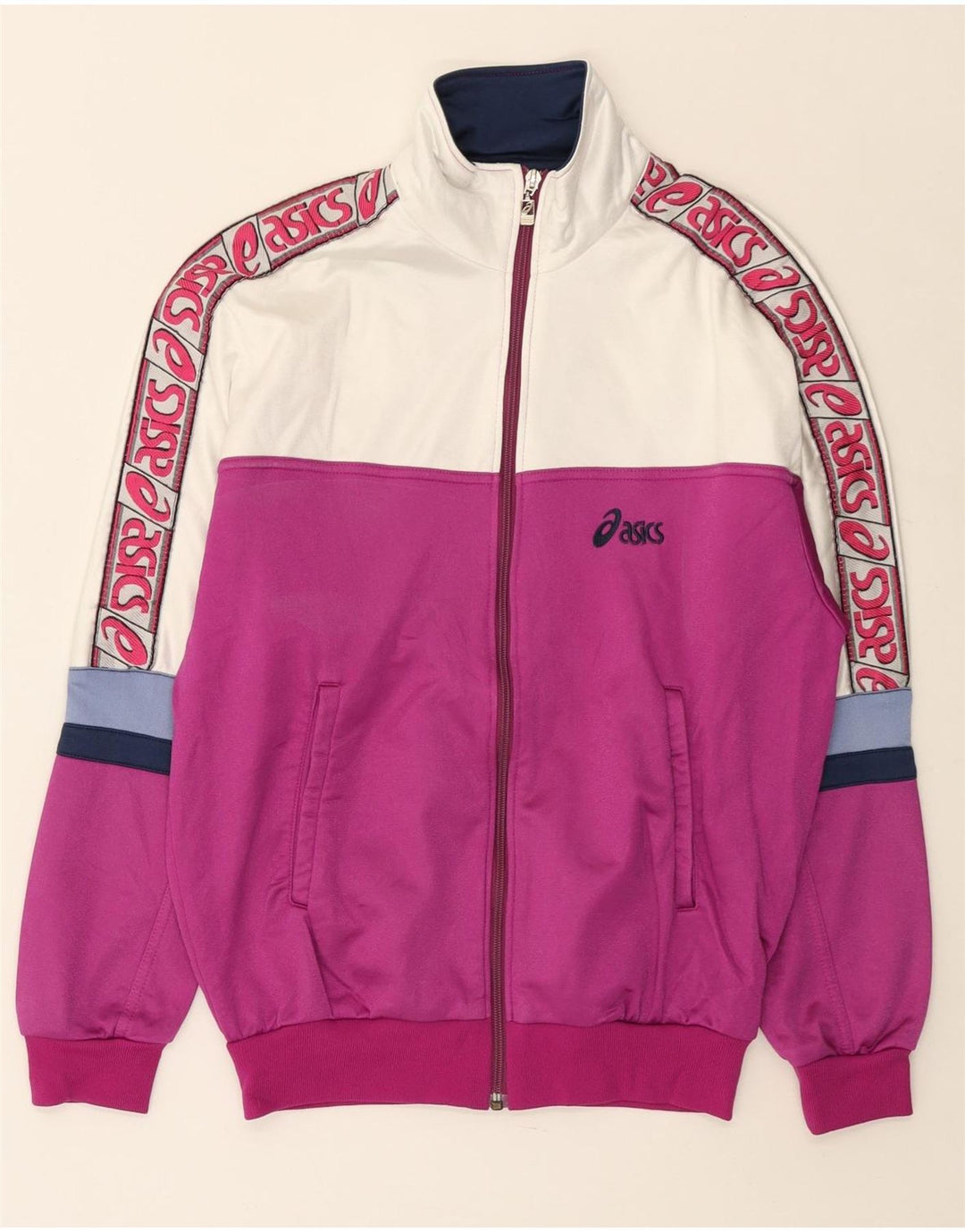 Jachetă de top pentru trening grafic ASICS pentru femei IT 46, mare, mov, bloc de culoare