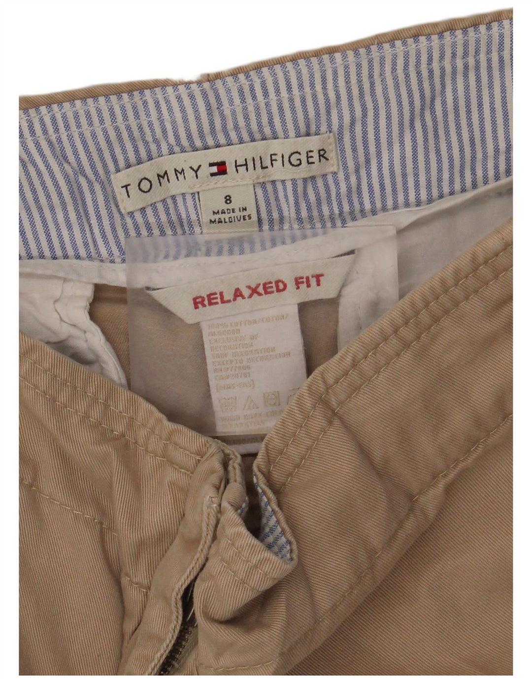 TOMMY HILFIGER Pantaloni tăiați pentru bărbați, cu croiala relaxată, US 8 Medium W30 L25 Bej