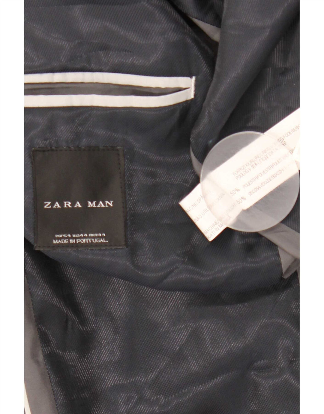 Blazer pentru bărbați Zara cu 2 nasturi EU 54 XL Gri poliester cu dungi