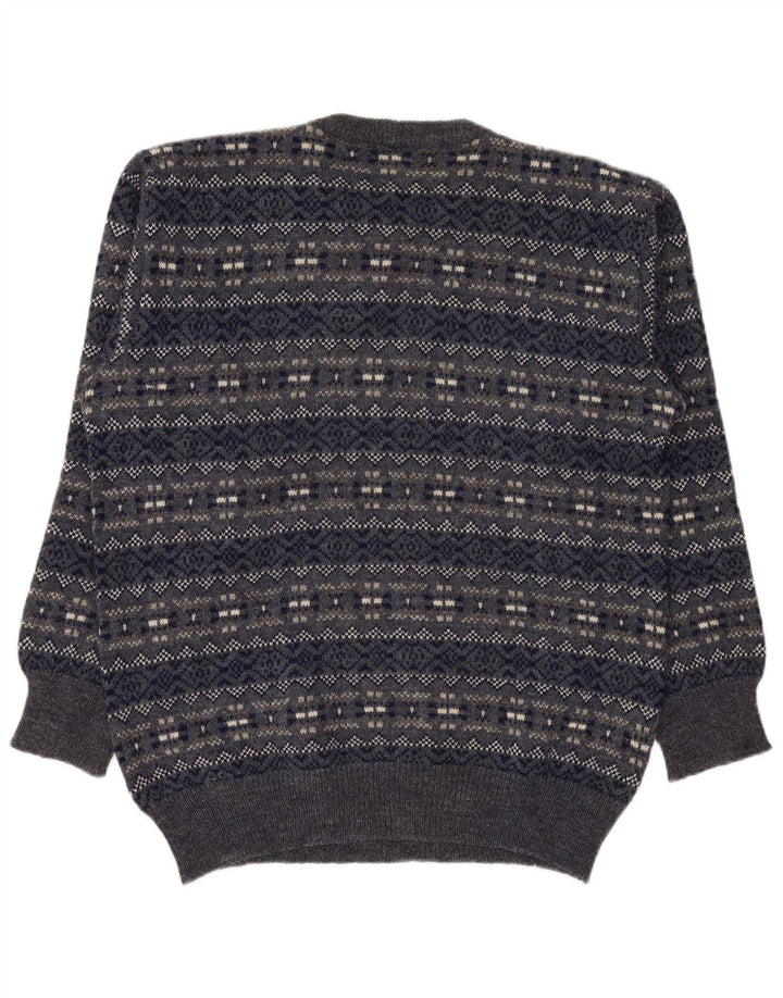 Pulover pentru bărbați Silvy cu gât roșu IT 50 Medium Bleumarin Fair Isle