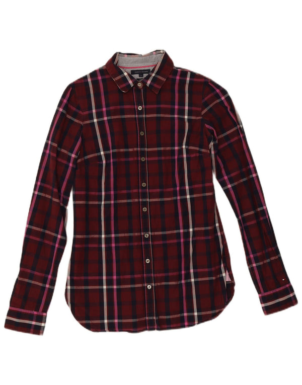 Cămașă pentru femei Tommy Hilfiger US 4 Small Burgundy Check Bumbac