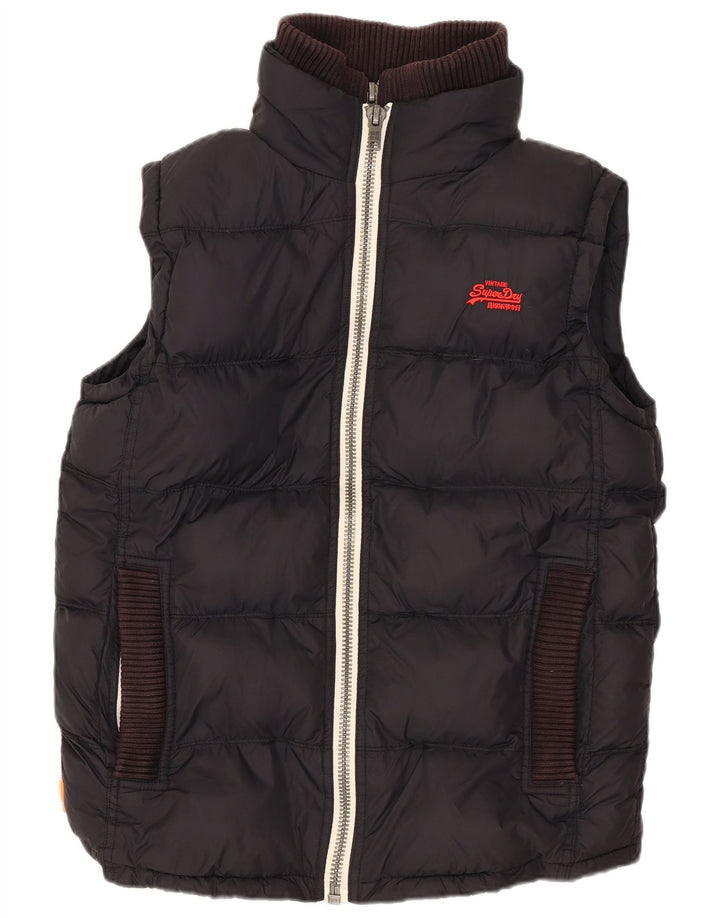 Gilet capitonat supradimensionat pentru bărbați Superdry UK 10 Small Black Nylon