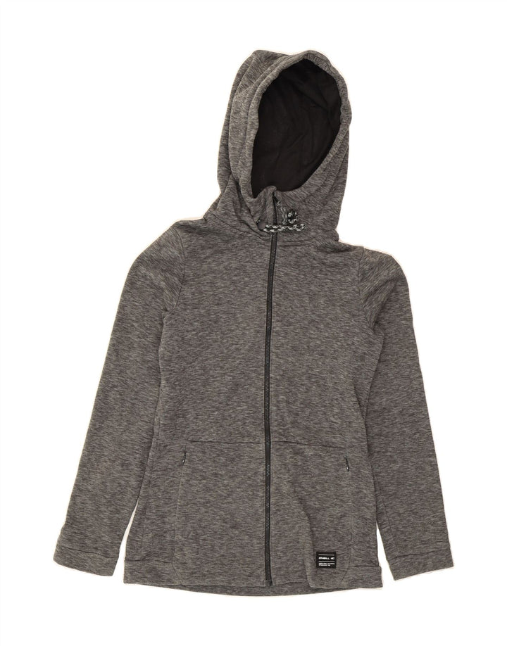 O'NEILL Womens Zip Hoodie Sweater UK 10 Small Grey Flecked Polyester Vintage O'Neill and Second-Hand O'Neill from Messina Hembry 