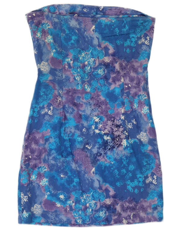 Rochie vintage pentru femei fără bretele UK 10 Small Blue Floral Festival