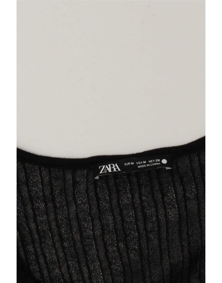 Bluză de top cu mâneci 3/4 pentru femei Zara UK 12 Medium Negru