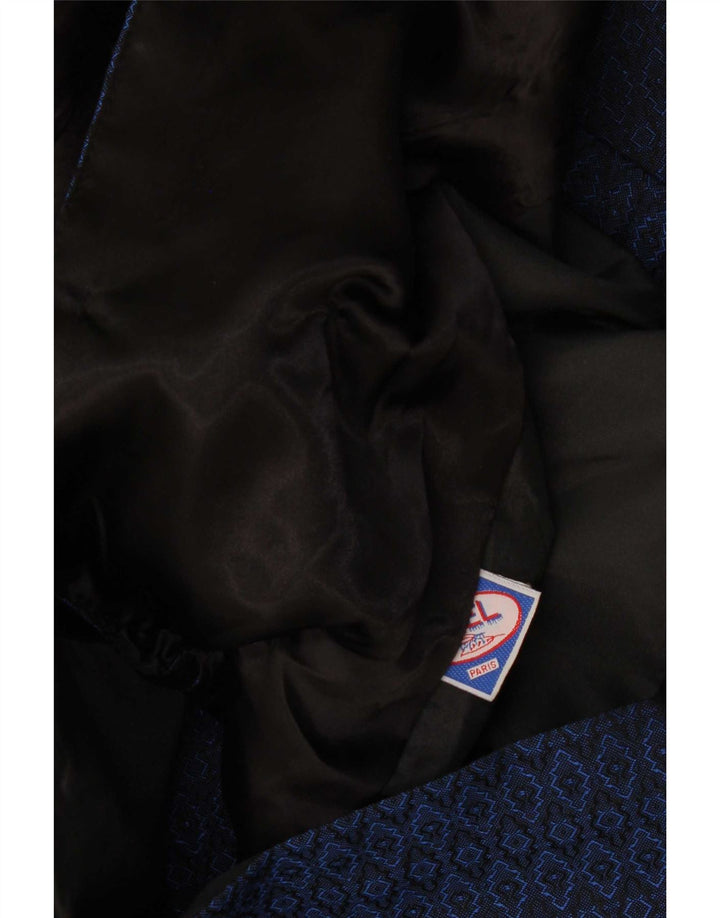 Palton dublu pentru femei vintage UK 16 mare bleumarin geometric