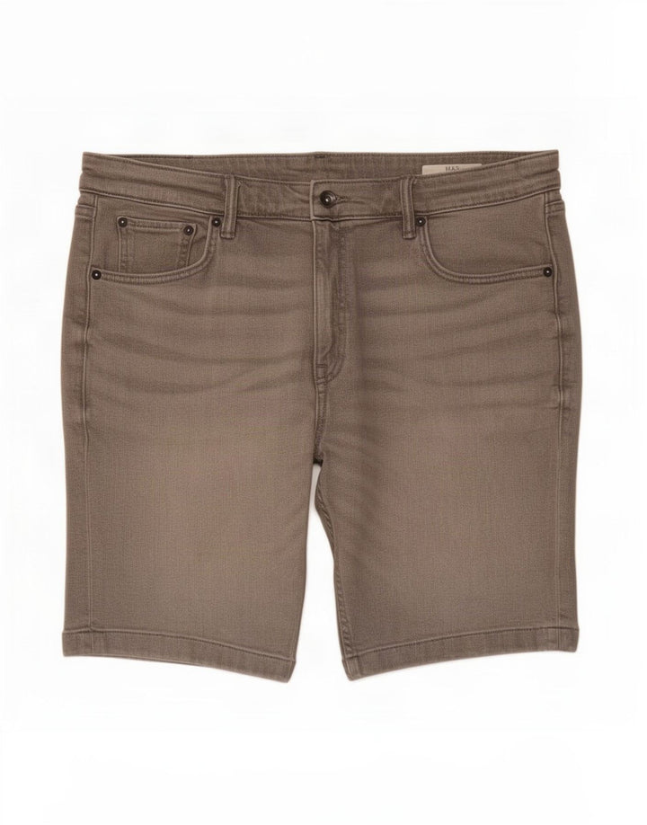 Pantaloni scurți din denim pentru bărbați Marks & Spencer W36, bumbac gri mare