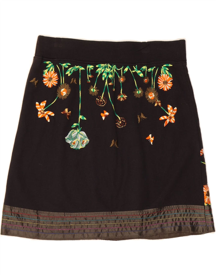 VINTAGE Womens Mini Skirt W30 Medium Black Floral Vintage Vintage and Second-Hand Vintage from Messina Hembry 
