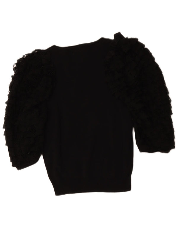 Bluză pentru femei Zara cu mâneci 3/4, UK 12, bumbac mediu negru