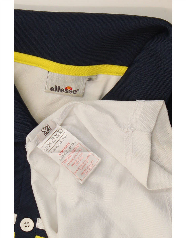 Tricou polo pentru bărbați ELLESSE, mare, alb, din poliester bloc de culoare