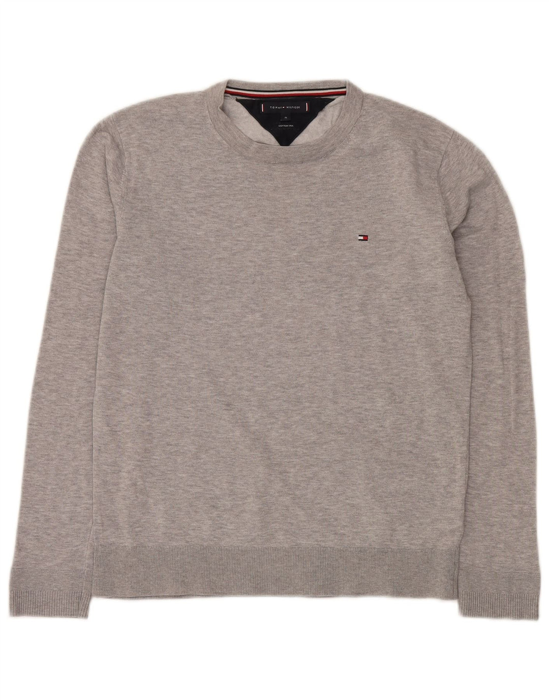 Pulover Tommy Hilfiger pentru bărbați, cu gât crew, bumbac, gri mediu